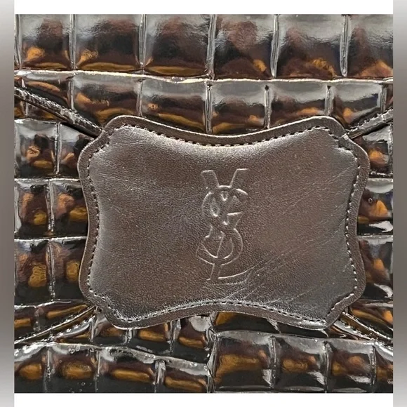 YSL - Yves Saint Laurent - croc effect Black leather evening or everyday clutch - Picture 3 of 9